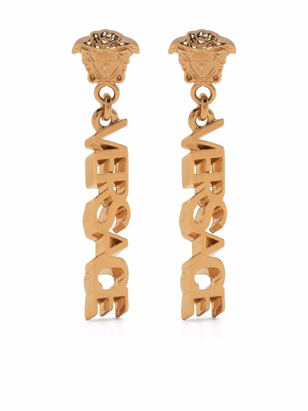 Versace Womans Gold Colored Metal Earrings With Medusa Logo In Gold