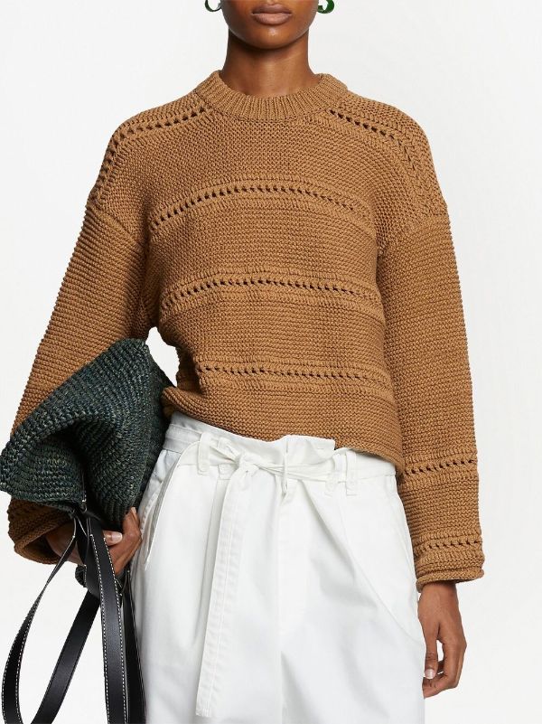 Proenza Schouler White Label Striped open knit crew neck Jumper