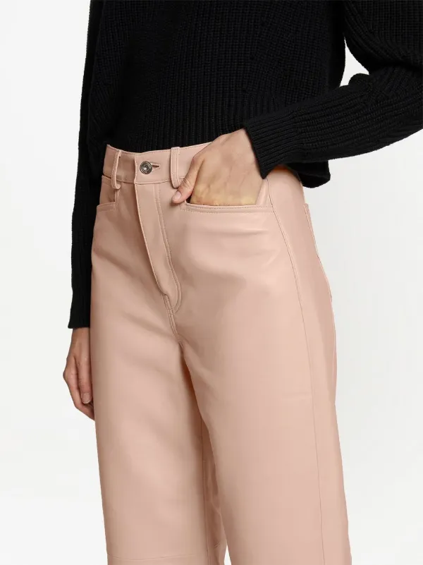 【Proenza Schouler】baby-pink wide pant Proenza Schouler White Label Cropped Leather Trousers | Pink