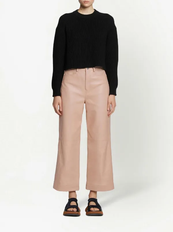 【Proenza Schouler】baby-pink wide pant Proenza Schouler White Label Cropped Leather Trousers | Pink
