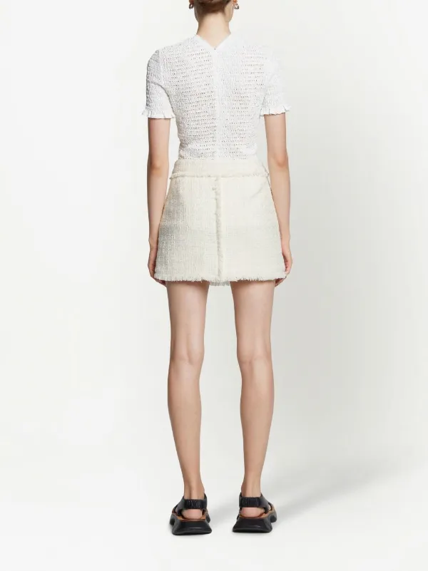 Zara tweed mini outlet skirt white