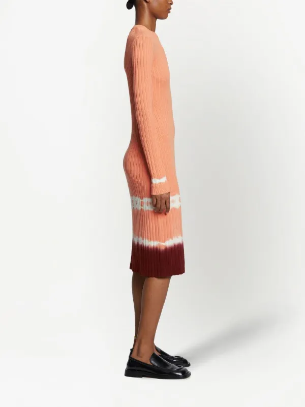Proenza Schouler White Label Dip-Dye Ribbed-knit Dress - Orange