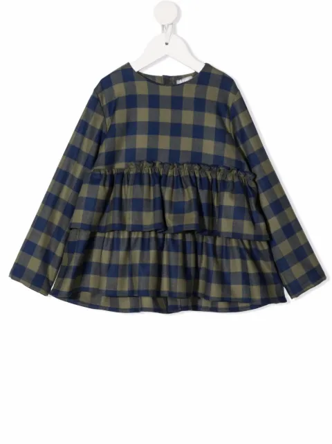 Il Gufo gingham-check smocked blouse