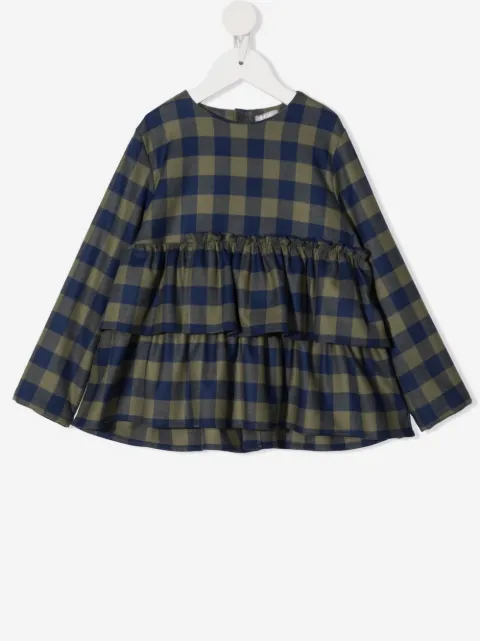 Il Gufo gingham-check smocked blouse