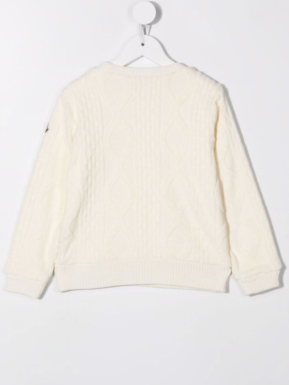 Shop Moncler Logo-patch Cable Knit Jumper In White