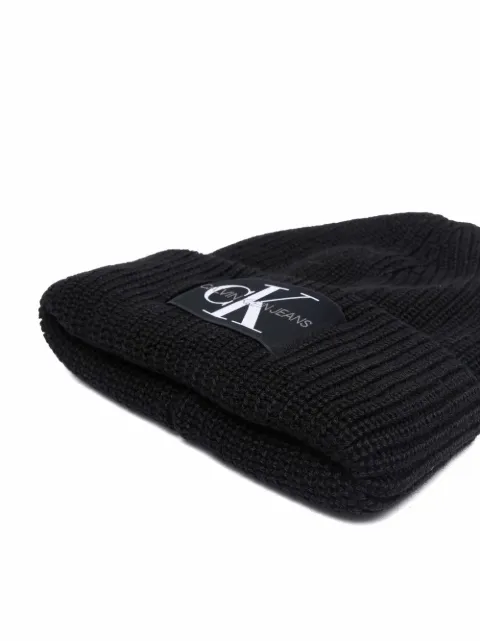 Calvin Klein logo-patch chunky-knit 