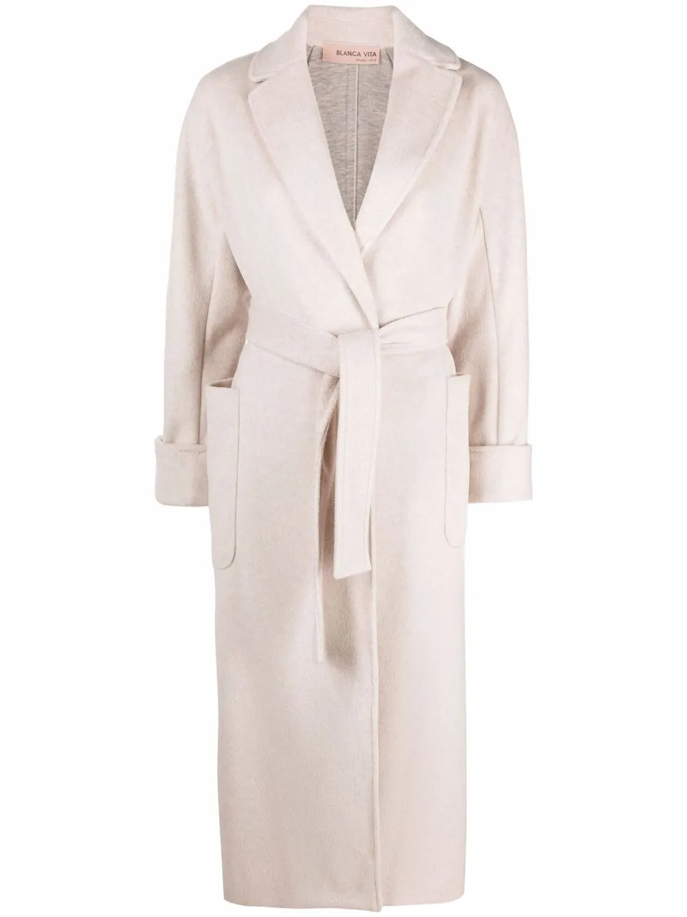 

Blanca Vita side-slit belted coat - Neutrals