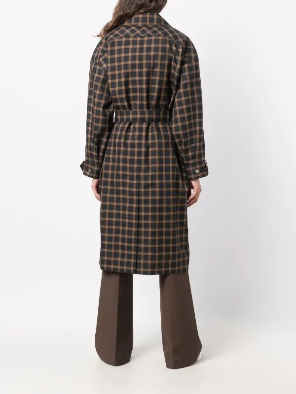 check print trench coat