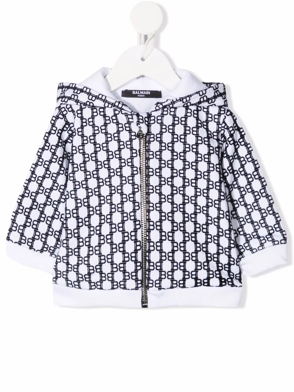 

Balmain Kids hoodie con monograma estampado - Blanco