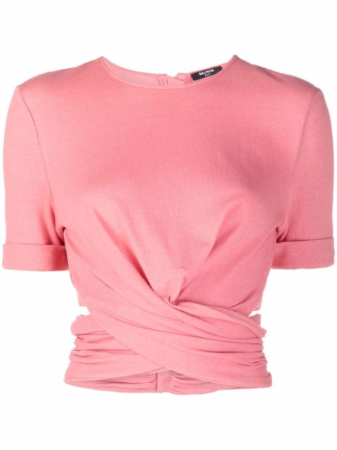 Balmain twist-detail cropped T-shirt Women