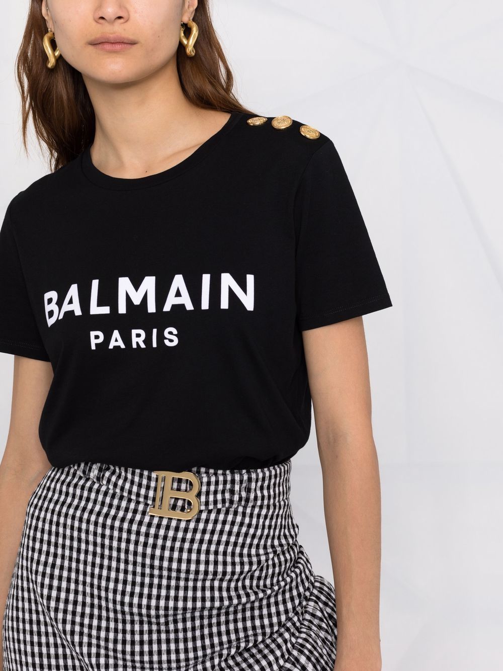 фото Balmain футболка с фактурным логотипом и пуговицами