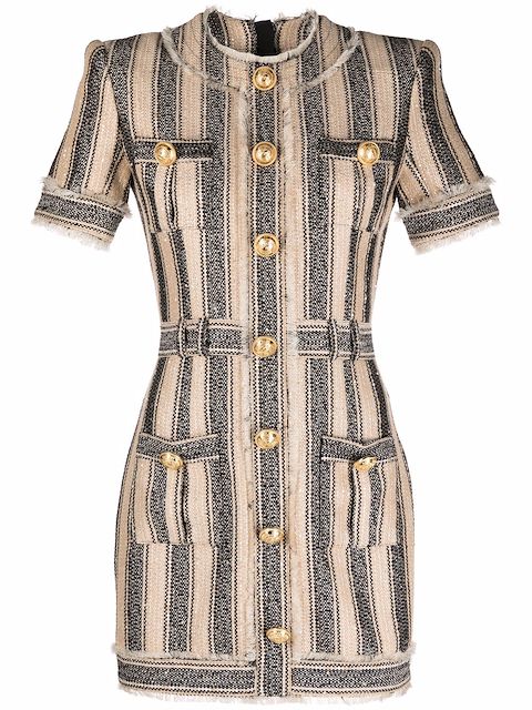 Balmain vestido de piqué con motivo de rayas