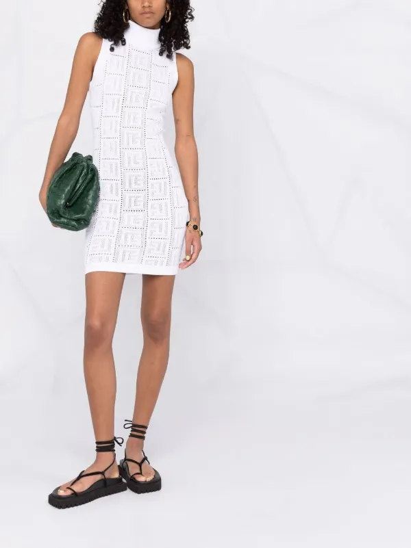 【関税込み】Balmain ホワイト ホルター ミディアムドレス 241251F054001_1.jpg