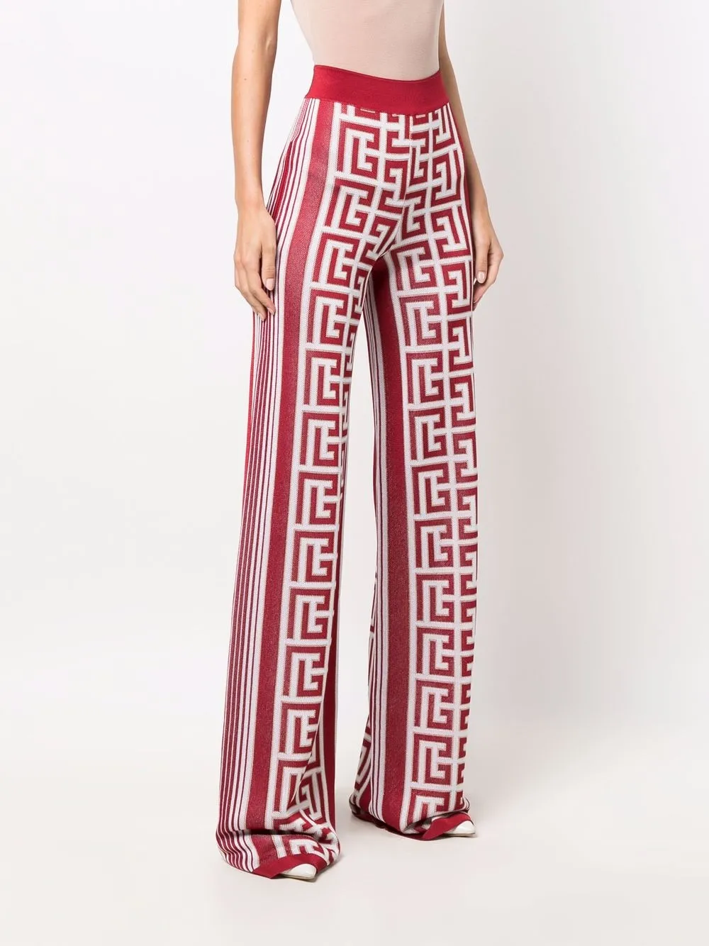 фото Balmain брюки с завышенной талией и монограммой