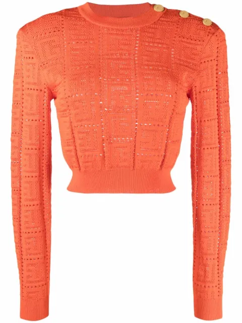 Balmain maxi monogram cropped jumper