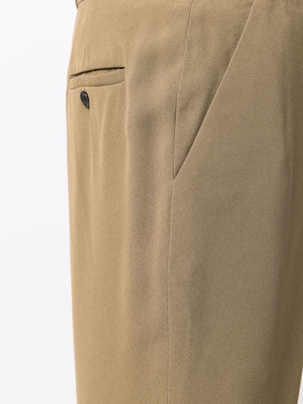 Shop Balmain Side Folded Crepe Cropped Trousers In Green