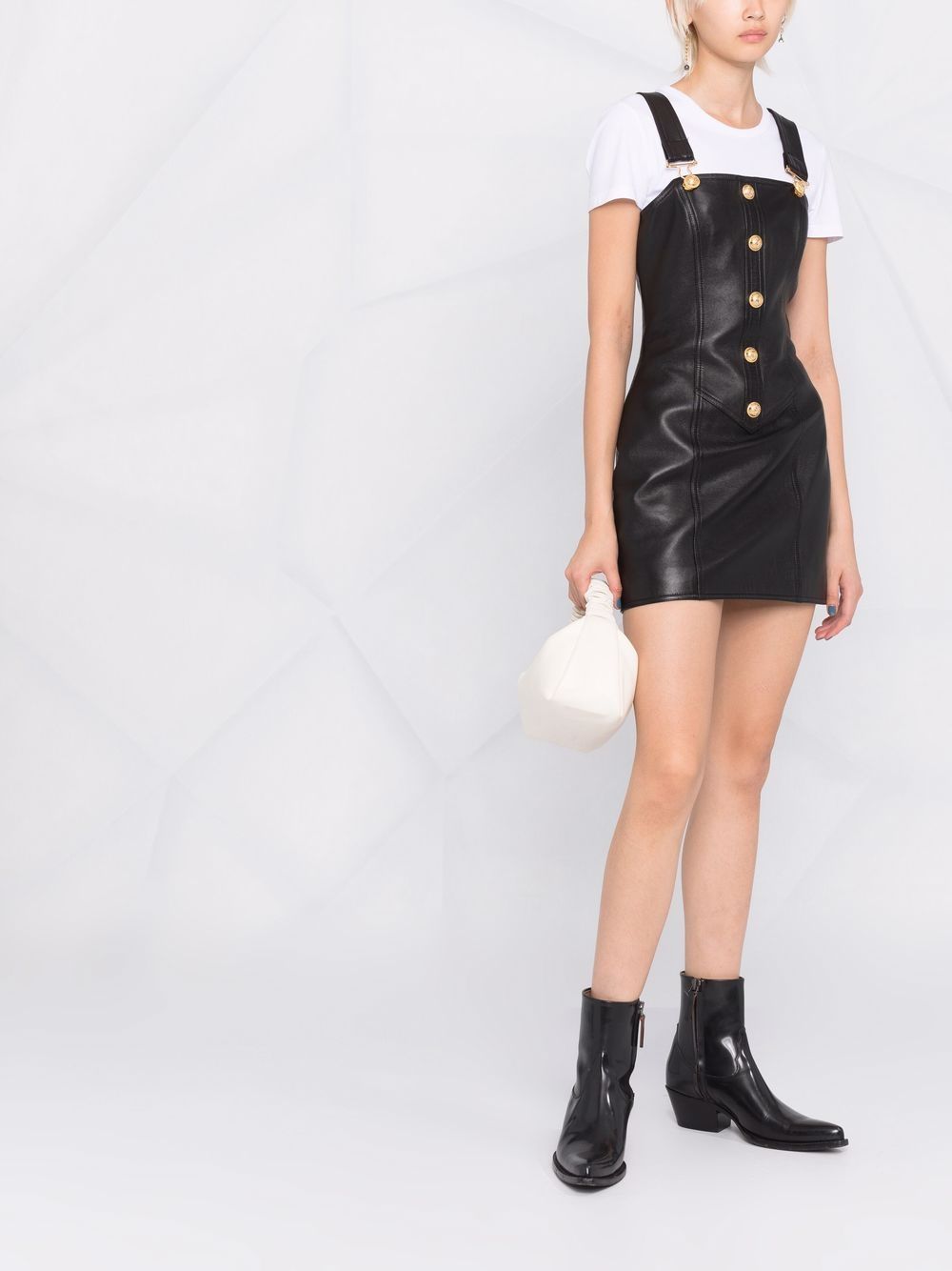 Balmain Leren mini-jurk - Zwart