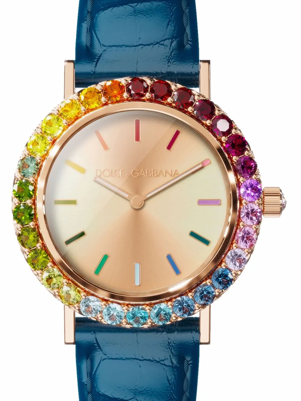 Dolce & Gabbana Iris Crystal-embellished 34mm In Blue