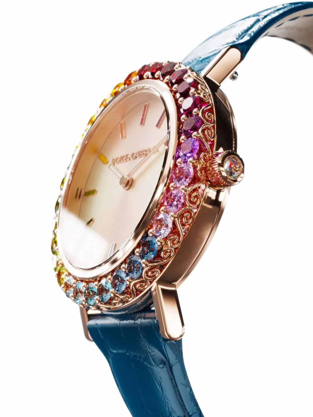 Dolce & Gabbana Iris Crystal-embellished 34mm In Blue