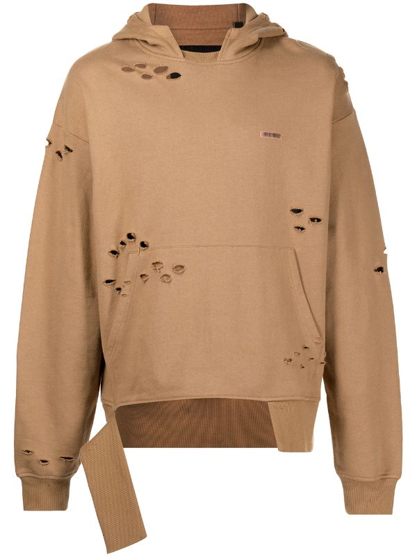 Mostly Heard Rarely Seen Ripped Cotton Hoodie - Farfetch