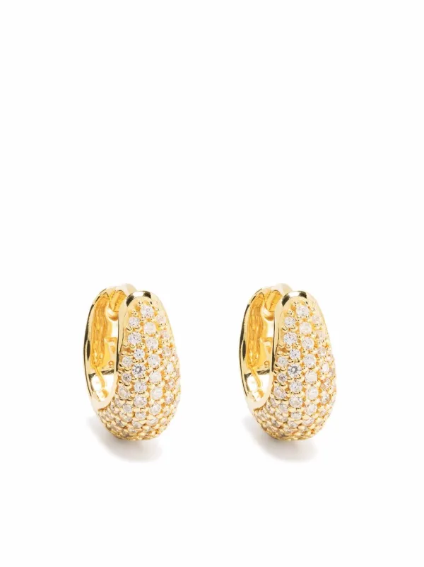 Yellow Gold Plated Iced Small Cz Sterling Silver Huggie Hoop Earrings For  Men