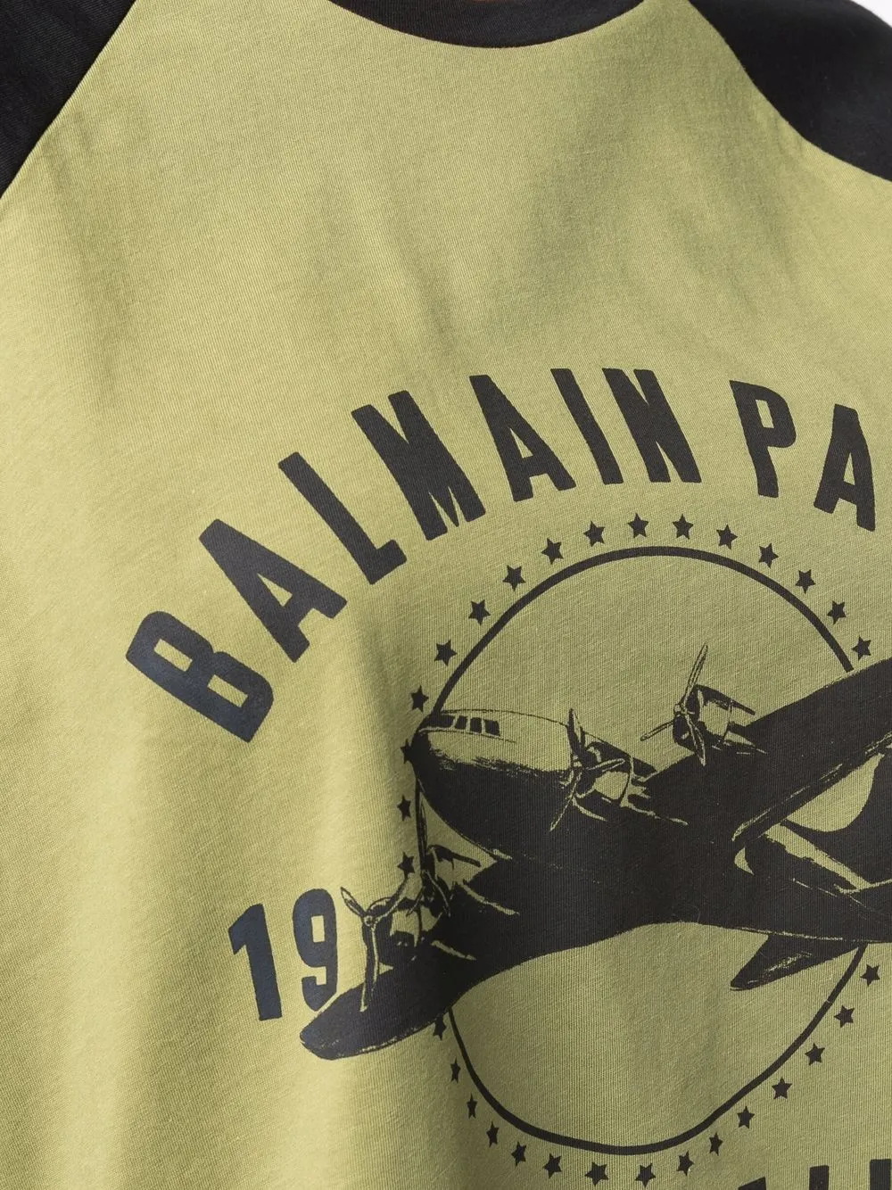 фото Balmain укороченная футболка с графичным принтом