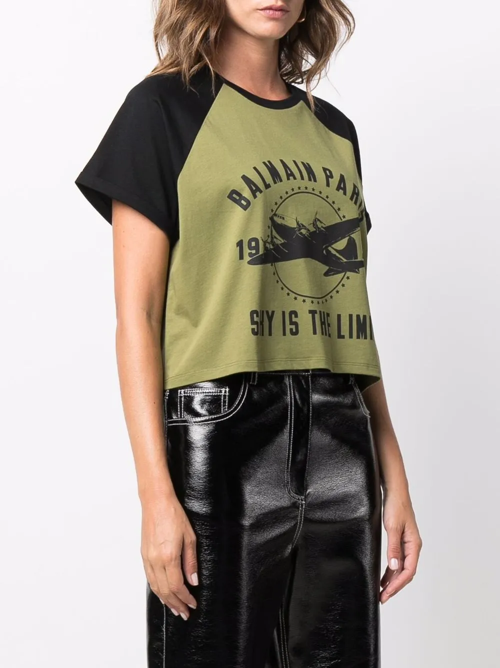 фото Balmain укороченная футболка с графичным принтом