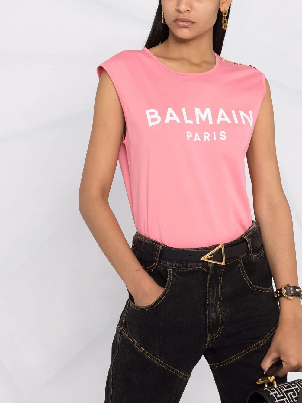 фото Balmain топ с пуговицами и логотипом