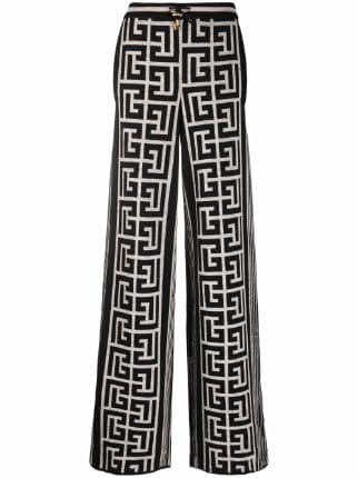 Balmain monogram-pattern Knitted Trousers - Farfetch
