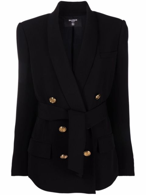 Balmain double-breasted belted blazer Women