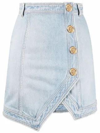 【関税込み】Balmain ブルー クレープ＆デニム ミニスカート ミニスカート .-- GEORGIA （オープンブルー） -MANGO - マンゴ