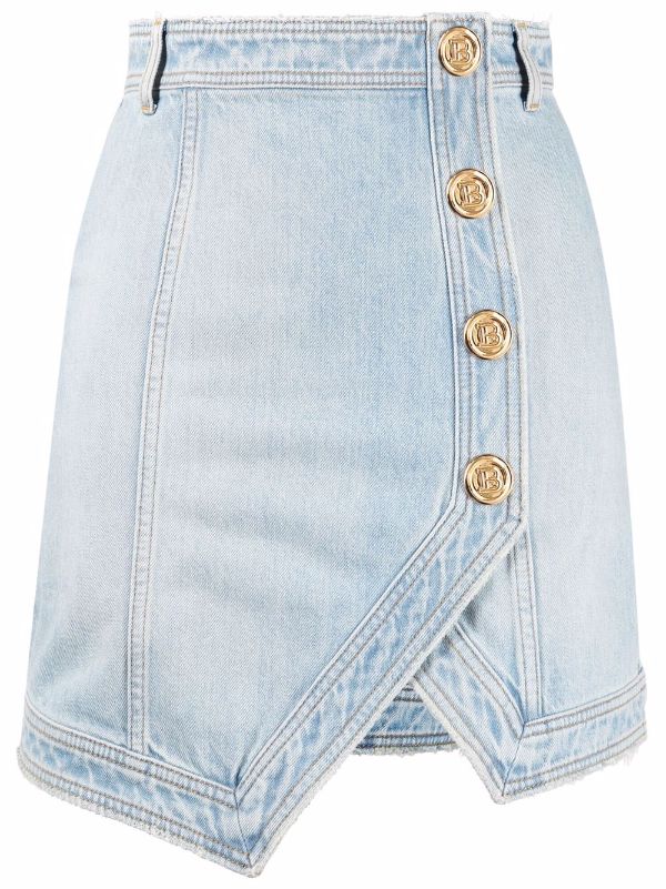 Balmain button-embellished Denim Skirt