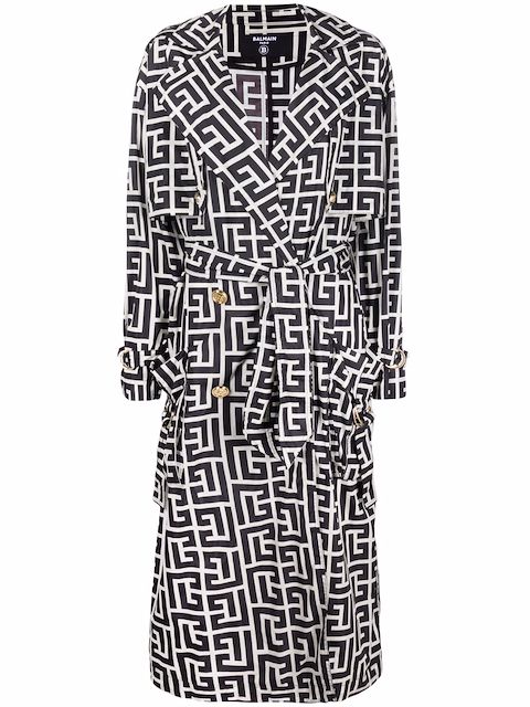 Balmain monogram pattern trench coat