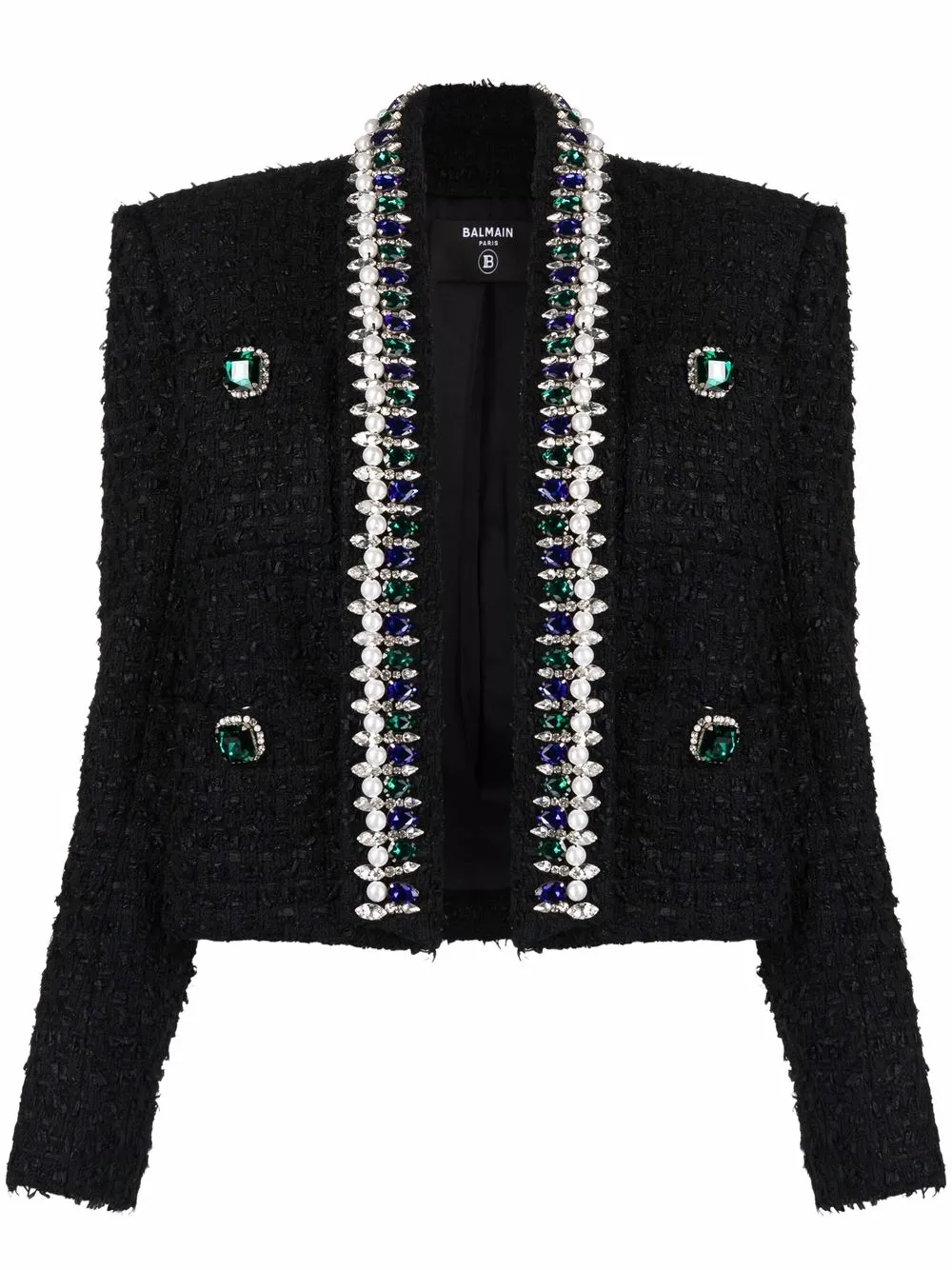 

Balmain jewelled tweed jacket - Black