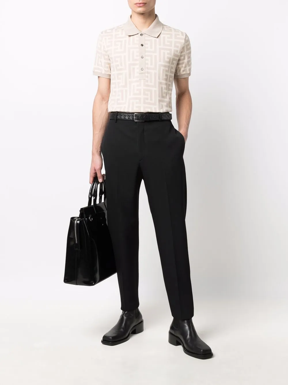 фото Balmain рубашка поло с монограммой pb