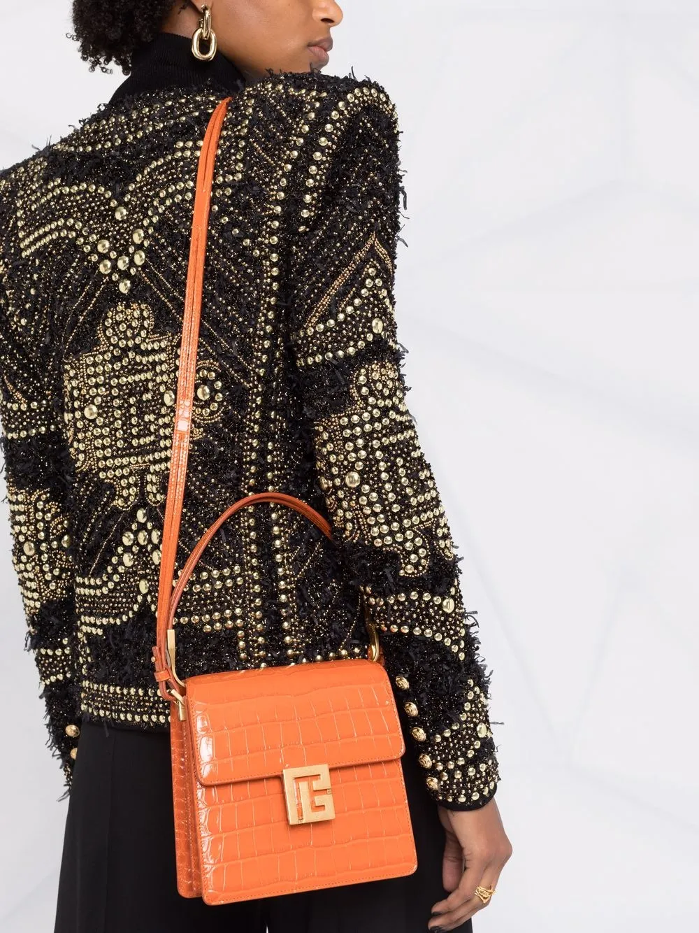 фото Balmain мини-сумка ely с тиснением под кожу крокодила