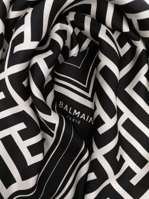 balmain 经典logo图案软薄绸围巾