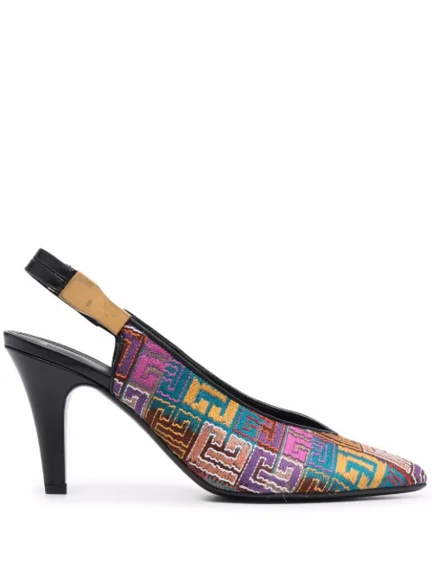Balmain Tara monogram-pattern slingback pumps