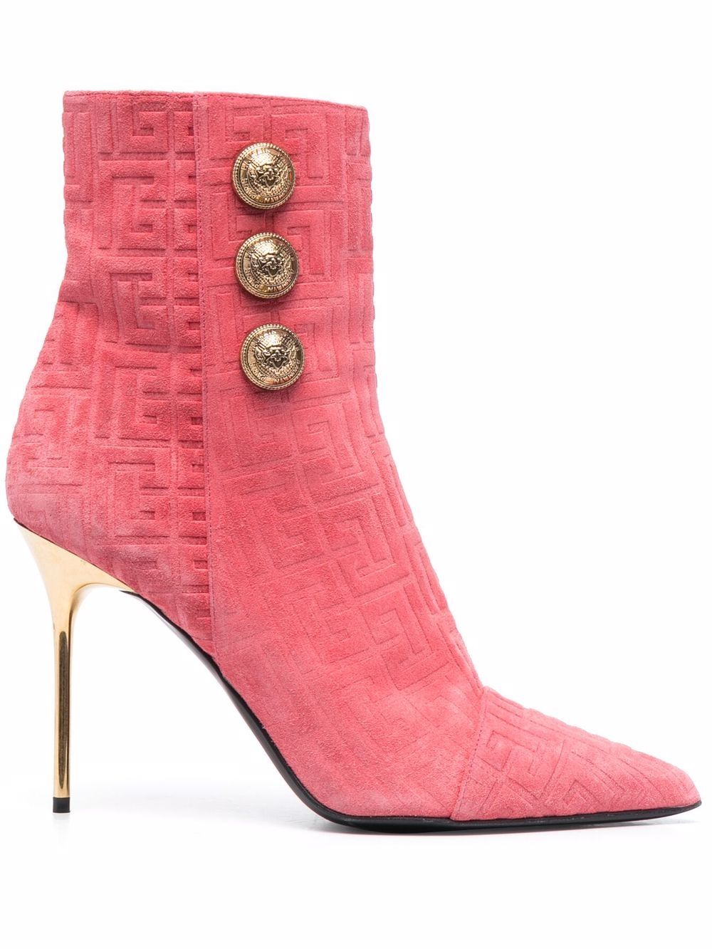 

Balmain monogram debossed ankle boots - Pink