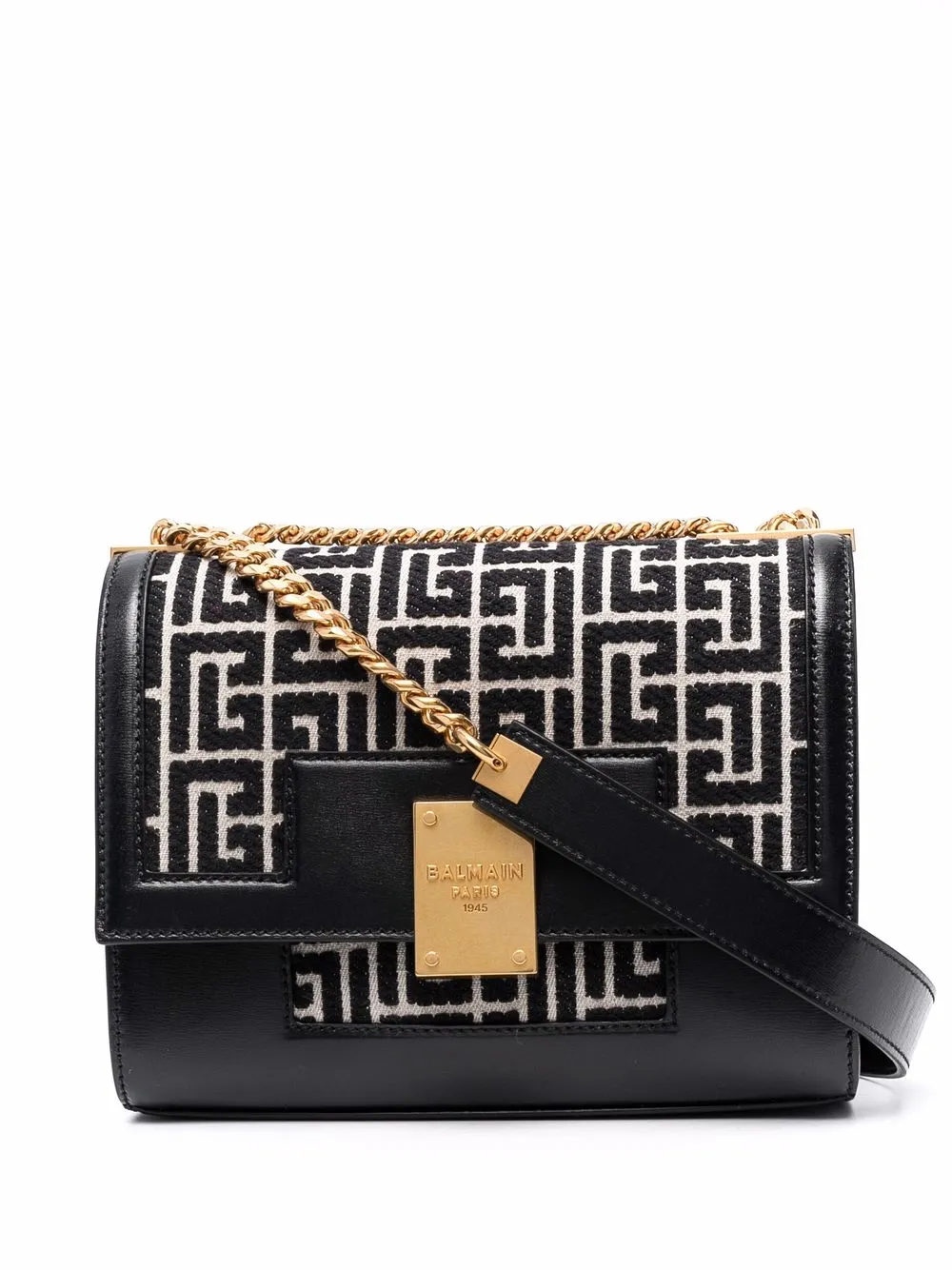 

Balmain 1945 jacquard monogram shoulder bag - Negro