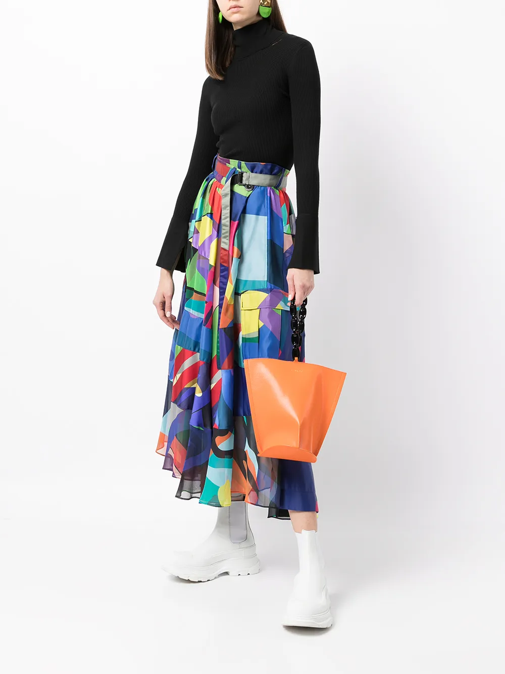 фото Sacai юбка с принтом kaws