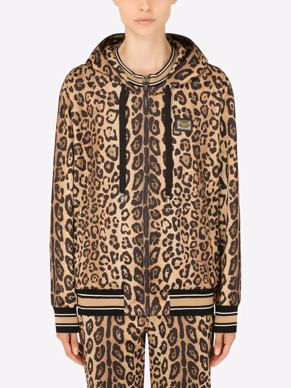 leopard print zip hoodie