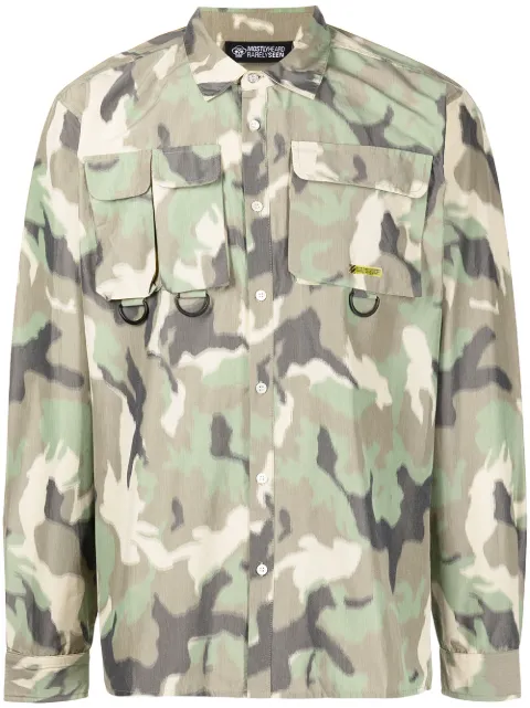 Mostly Heard Rarely Seen blurry camouflage-print long-sleeve shirt