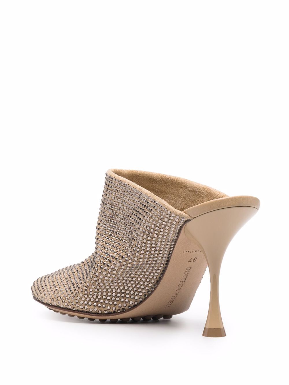 Shop Bottega Veneta Dot Sock 90mm Embellished Mules In Neutrals