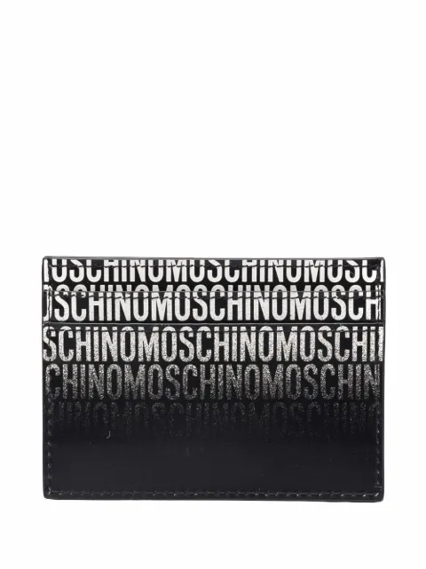 logo-print leather cardholder