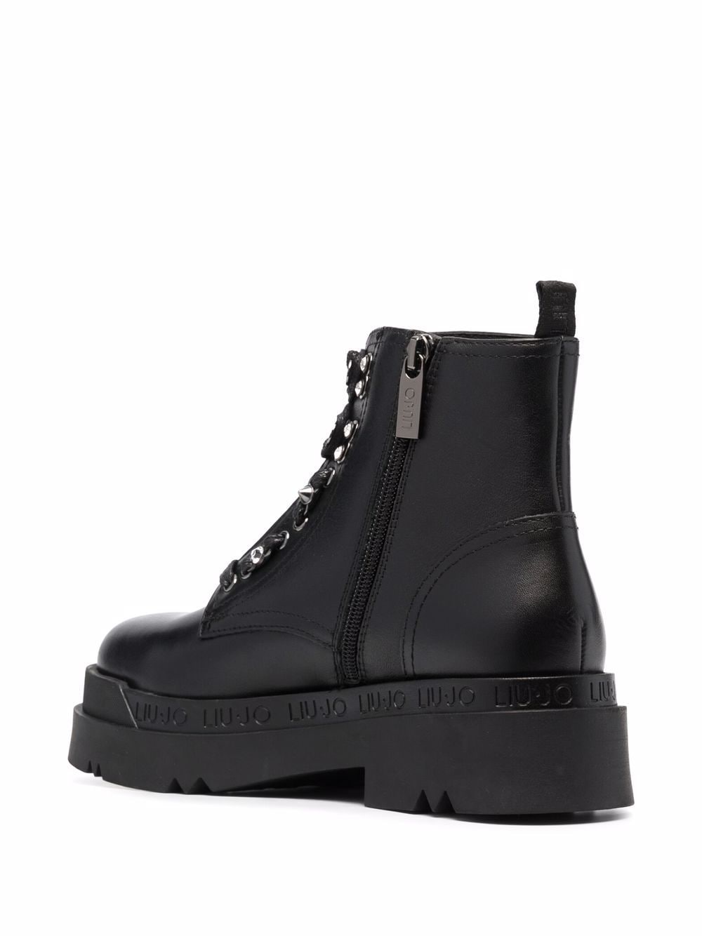 Shop Liu •jo Calf Leather Lace-up Boots In Schwarz