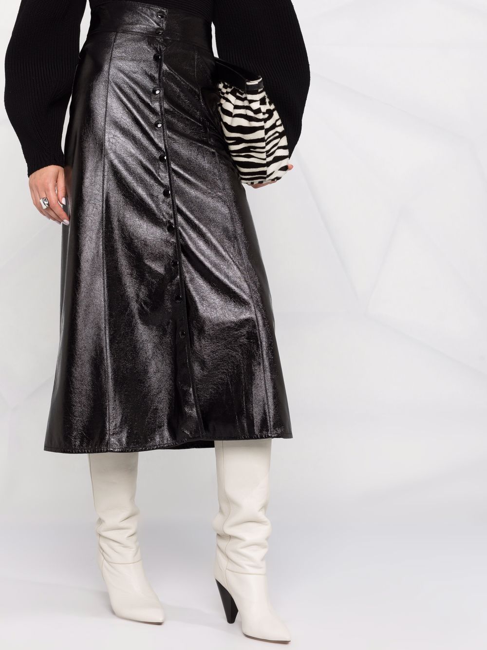Shop Isabel Marant Baxomili Faux Leather Midi Skirt In Schwarz