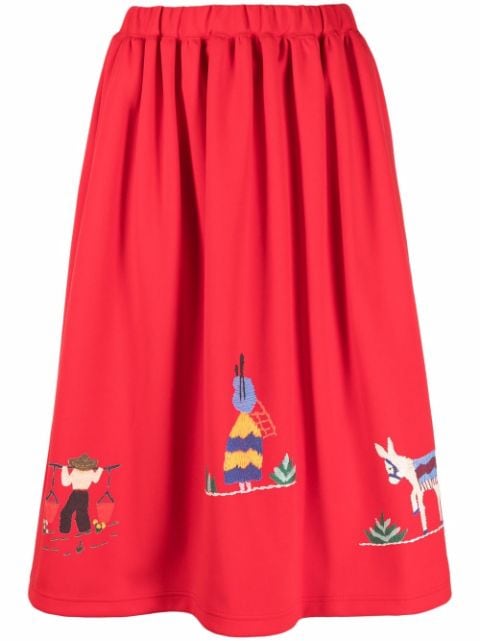 Comme Des Garçons Girl embroidered flared midi skirt