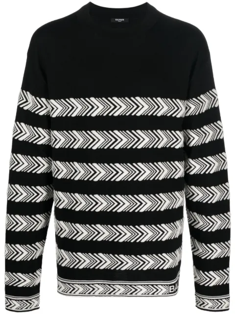 Balmain suéter tejido de intarsia manga larga