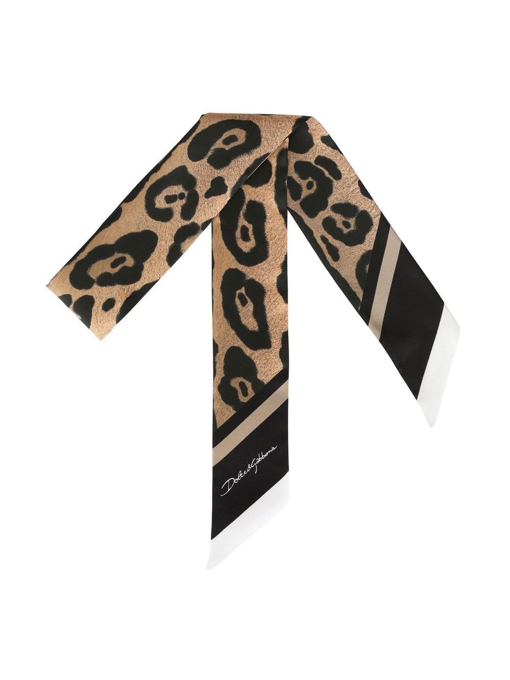 Shop Dolce & Gabbana Leopard-print Silk Headscarf In Braun